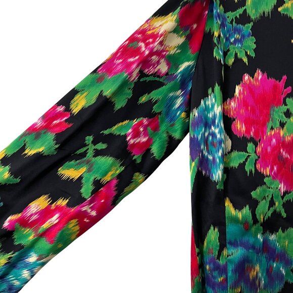 VTG Escada Maragaretha Ley Multicolor Floral Silk Bow Button Back Blouse 38 US 8 - Picture 4 of 7